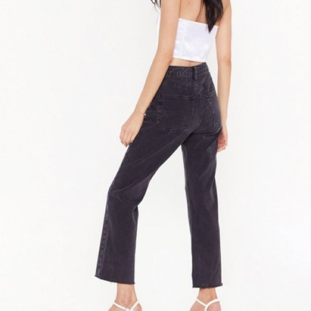 NASTY GAL Black Wash Denim Straight-Leg Jeans